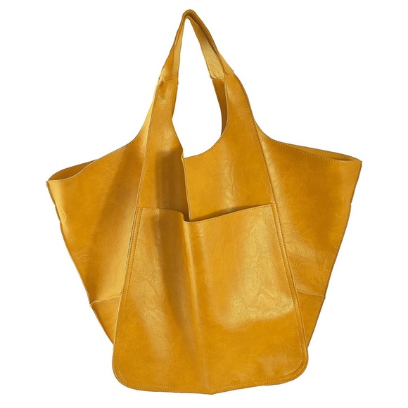 Luxe Vegan Leather Minimalist Oversized Tote Bag - Picture 9 of 9